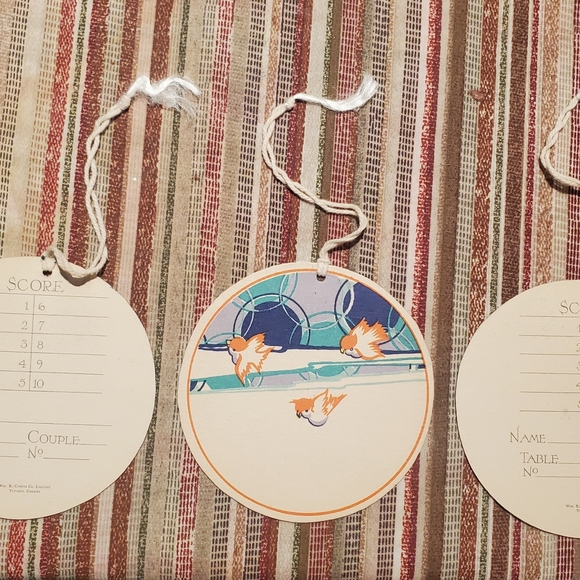 Antique Circular Bridge Tally Cards - Unused Set of 3 - Picture 3 of 3